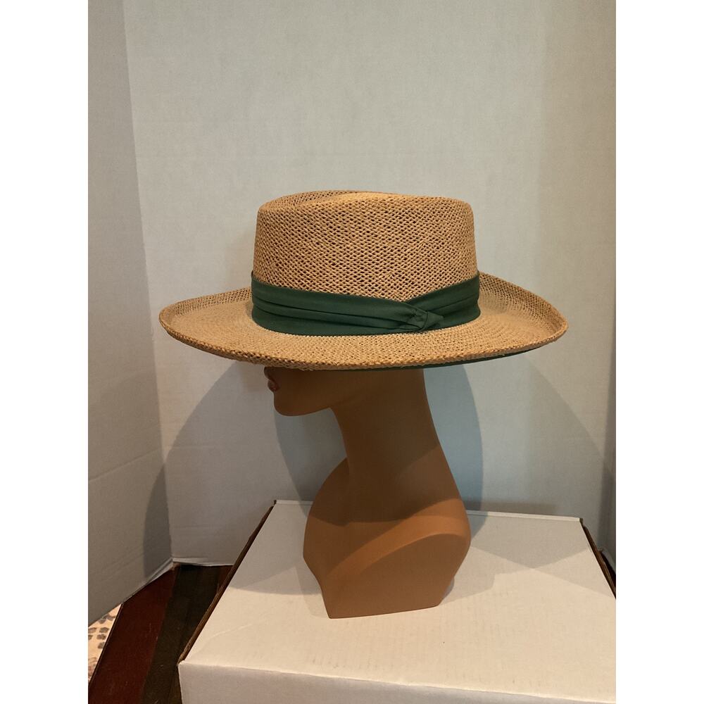 Summer Club- Straw Panama hat with green hat band - one size - Picture 2 of 12
